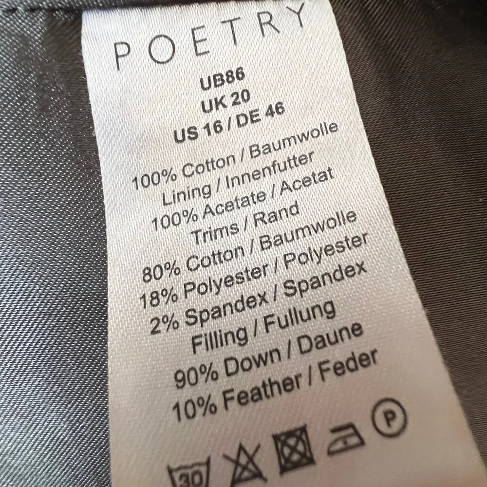 Poetry Fashion (UK) Shawl-collar Puffer Coat Dark Moss 16 Super cozy! - Picture 9 of 15